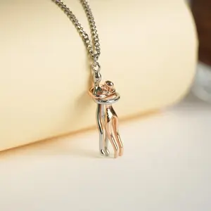 Love Hug Necklace - Couple Necklace for Him or Her - The Tale of Two Lovers Unisex Pendant Necklace with Adjustable Chain  size  girlfriend gift jewelry