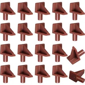 20pcs Brown 5mm Plastic Shelf Pegs Support Pins Cabinet Shelf Clips Holder for Bookcase Cabinets Shelves Cupboard