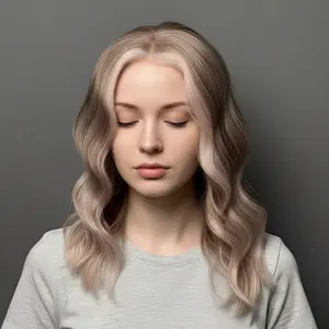 Margot-Wigked Mono-Lite 16 Inches Sun Kissed Pinkish Brown, Long Wavy Bob, Free Part with Average Cap Size