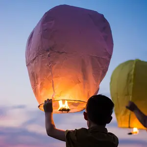 Safe Flame-Retardant Paper Sky Lanterns, Romantic Wish-Flying Decoration for Festive & Party Home Supplies