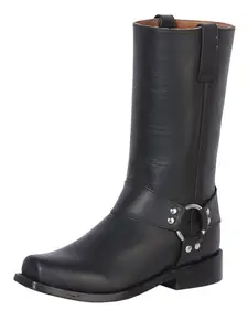 Rodeo Bravo x El General Leather Biker Boot - Made in Mexico - Waxy Black 134
