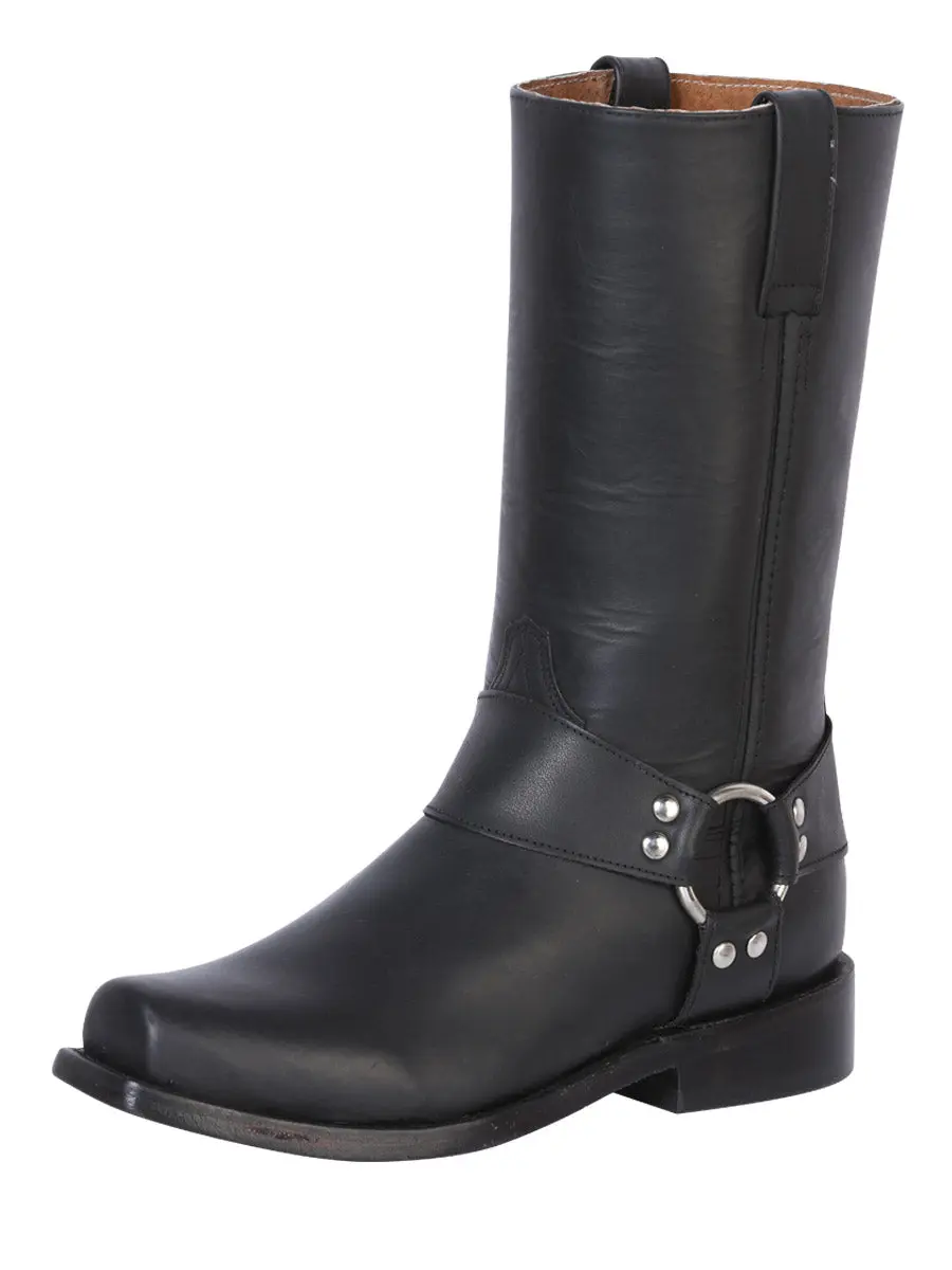 Rodeo Bravo x El General Leather Biker Boot - Made in Mexico - Waxy Black 134