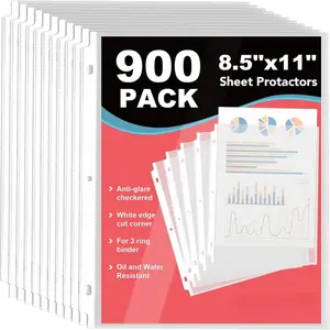 900 Pack Sheet Protectors 8.5 x 11 inch Clear Page Protectors for 3 Ring Binder, Plastic Sleeves for Papers, Document