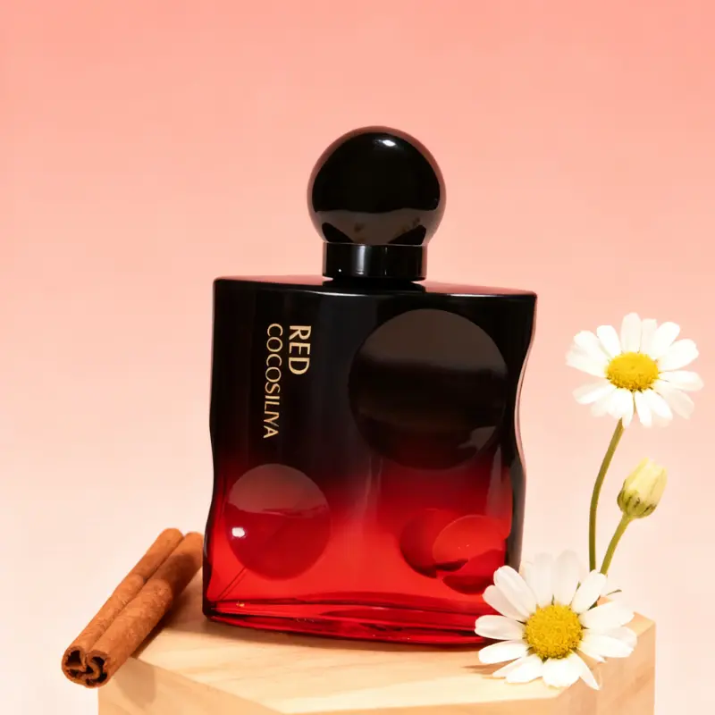 Midnight Red Flame 50ml | Rich Rose & Woody Notes | Charming Men & Women | Red-Black Gradient Bottle with Polka Dots | Dates / Dinners / Parties