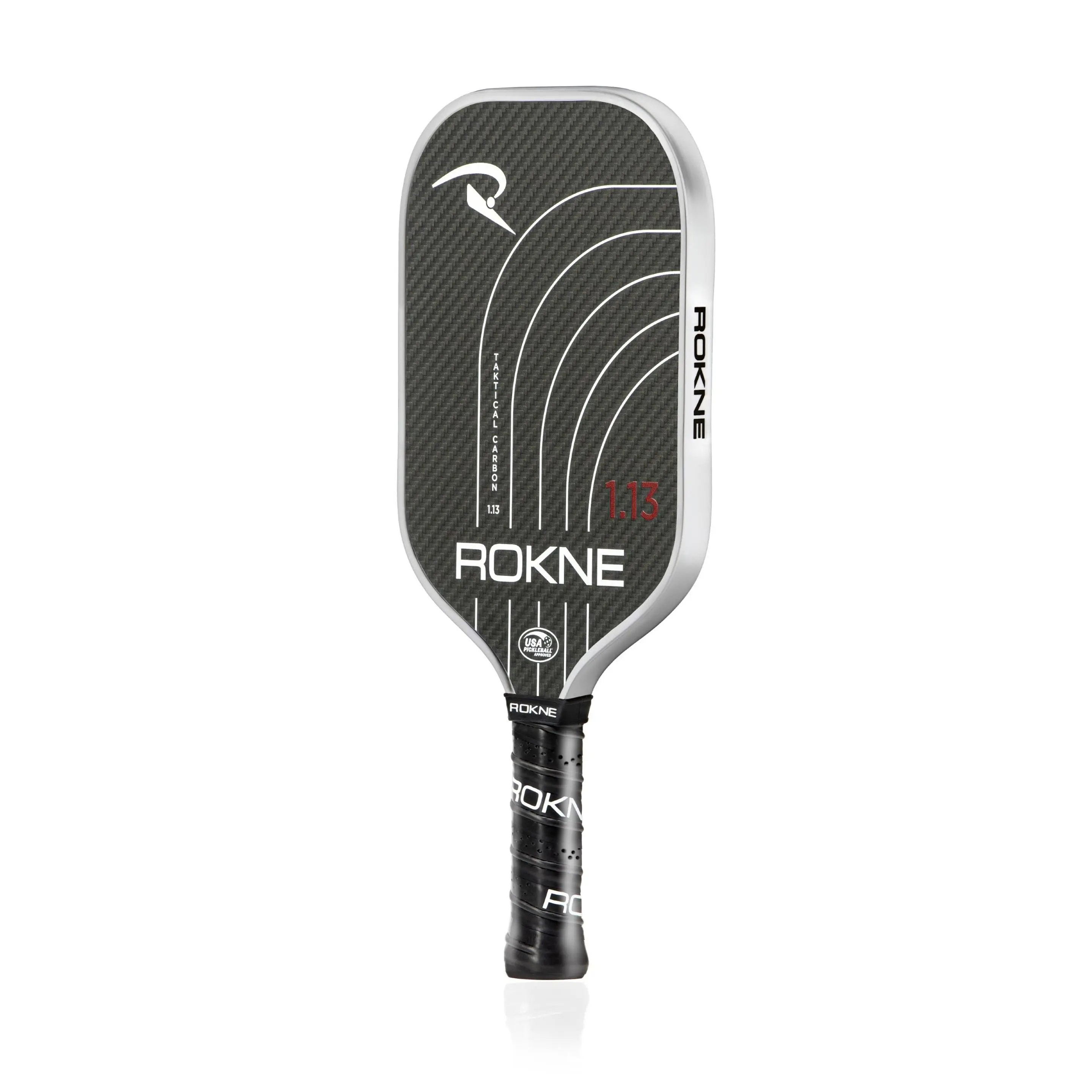 TAKTICAL CARBON 1.13 (13MM) Raw Carbon, Thermoformed Foam Lined Edge Pickleball Paddle by ROKNE