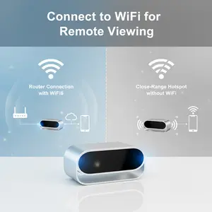 Alarm Clock 4K UHD, WiFi6 & AP Hotspot, Remote Live View, Local SD Storage, Cloud Storage Option, USB Power, HD Night Vision, 2600mAh Battery, Motion Detection, Smart Home Indoor Use for Home Office Shop