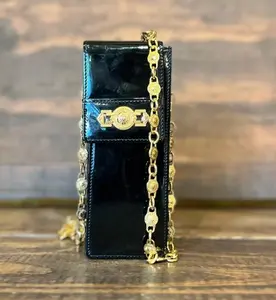 Pre-owned VERSACE patent leather Crossbody Bags Gianni Black Chain Crossbody Bag