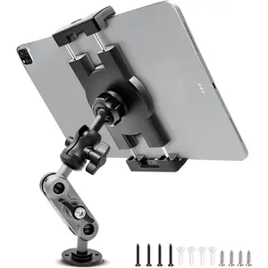Aluminum Heavy Duty Drill Base Tablet Holder Car Mount Dashboard, 360° Adjustable 2-Stage Stand for 4.7-12.9" iPad Pro/Air/Mini/Samsung Galaxy Tab, for Car Truck Wall Desk Commercial Vehicle