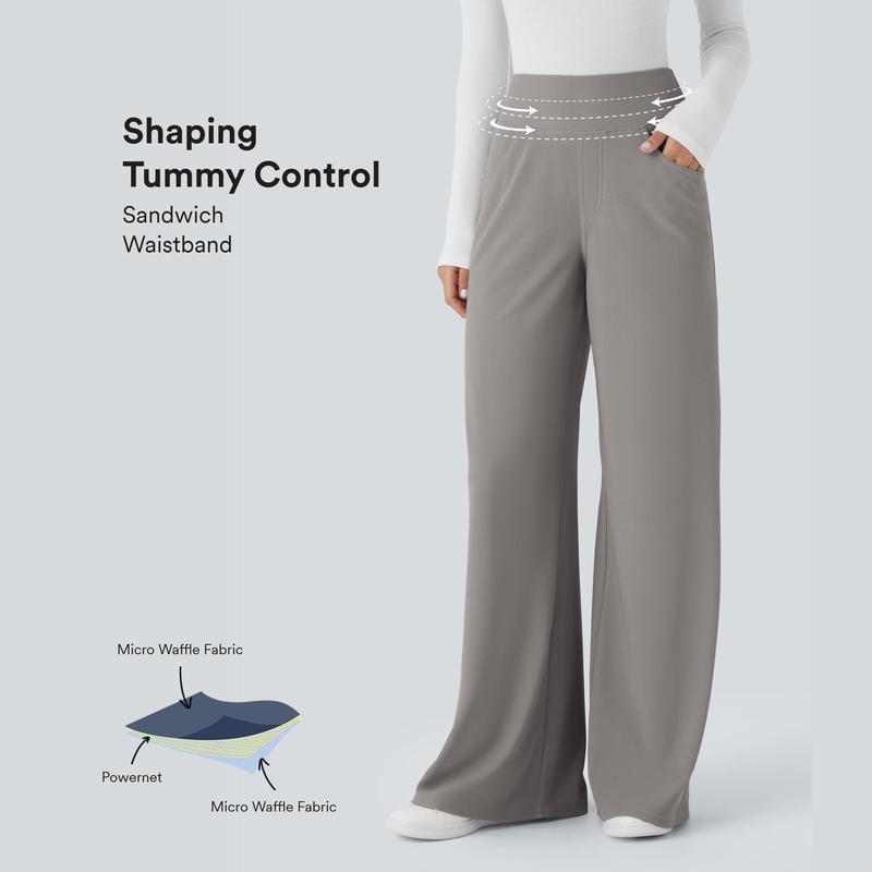 Halara Flex High Waisted Tummy Control Pockets Wide Leg Micr