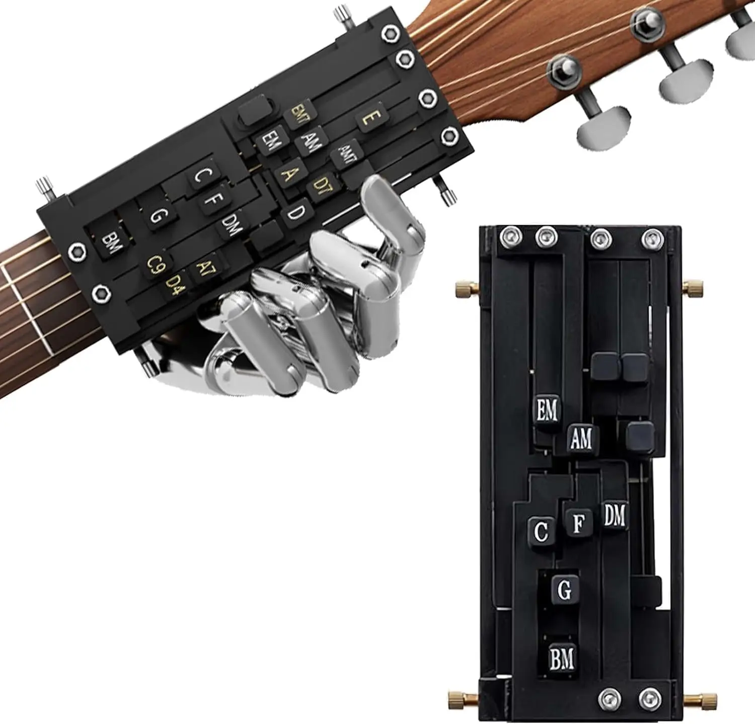 Guitar Aid Chords Trainer, Guitar Chord Presser, Guitar Assisted Tool Learning System with Guitar Chart Teaching Practice for Beginners Friends Gifts