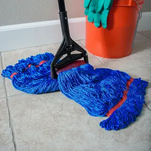 Heavy Duty Microfiber Mop Head for Commercial and General Floor Cleaning, Wet String Mop Industrial Blue Cotton Looped End Head Refill Brand: TCSS Cleaning Supply