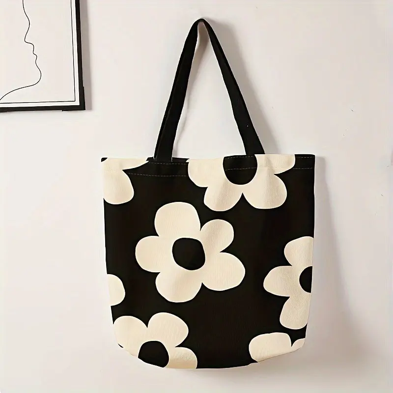 1pc flowers print leisure bag, leisure fashion, Fashionable Shopping Bag, shopping bag, storage bag, Tote Bag, suitable for travel and business trips and other scenarios