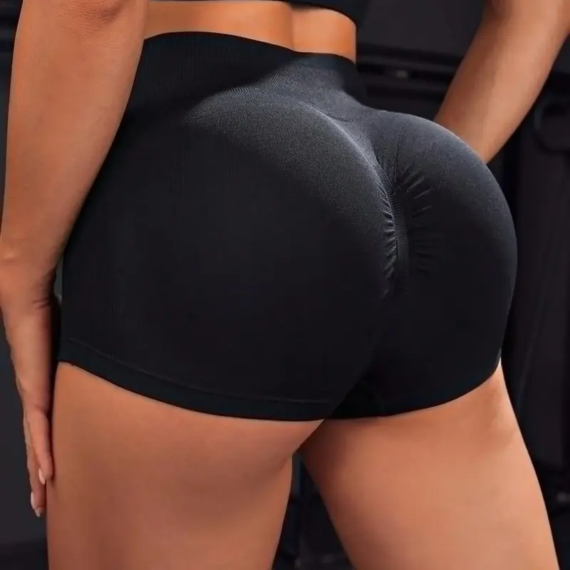 High-Waisted Butt-Lifting Workout Shorts for Women, Active Wear Shorts, Seamless Tummy Control Peach Bottom Yoga Pants, Running Sport Tight Three-Quarter Shorts