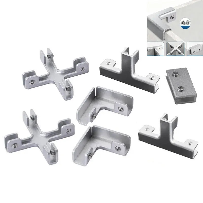 GJANSH Aluminum Alloy Tile Clamp Bracket, 90/180 Degree Corner Support Holder for 8-10mm Glass/Tile Panel, with Screws, for Aquarium Fish Tank, Cabinet, Shelf, Shower Screen