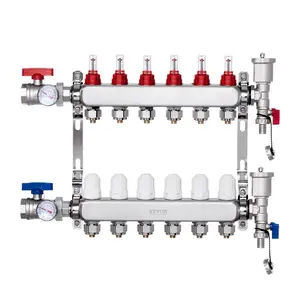 VEVOR 7 - Branch Radiant Heat Manifold, 1/2 PEX Tubing Manifold, Stainless Steel PEX Manifold for Hydronic Radiant Floor Heating, Radiant Heat PEX Manifold Kit with 1/2 Adapters IncludedVEVOR Super Brand Day