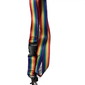 RAINBOW LANYARD detachable clip LGBT Gay Pride LGBTQIA key chain neck strap 3Y
