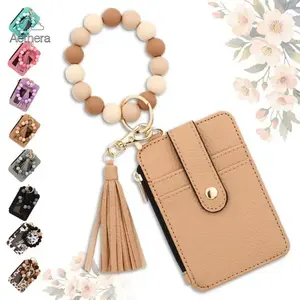 2026 NEW Boho Style Beaded Tassel Keychain Wallet Wristlet, Small Credit Card Holder Bracelet Bangle for Women, Trendy All-match Birthday Gift