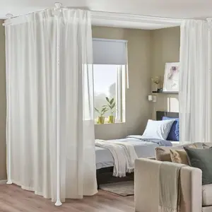 Room Divider, No Drilling Curtain Rods Wall Divider for Room Separation, 120" Tall 114" Wide Adjustable Floor to Ceiling Hanging Partition Room Dividers, Long Heavy Duty Room Divider Curtain Rods