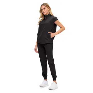 Monarch Uniforms Womens Jogger Scrub Set with Oversized Scrub Top with Mandarin Collar. Supreme Comfort Scrub Set for Women
