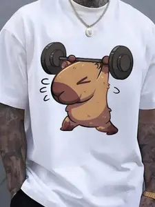 Men's Cute Printed Dolphin T-shirt - Round Neck, Short Sleeve, Casual | 100% Cotton | Favorite Animals, Summer Trend, Suitable for Men, Women, Mothers and Friends, Couple Style