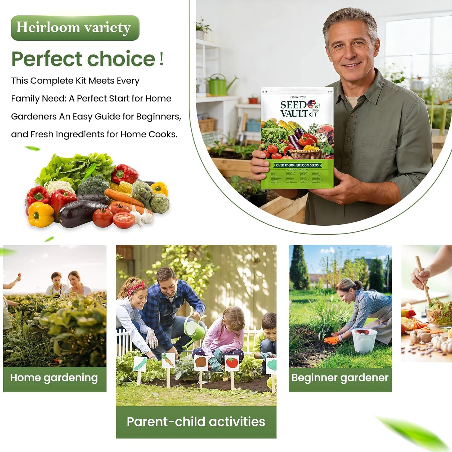 Vegetable Seed Vault Kit - 35 Variety Pack for Home Growing & Planting Survival Seeds Heirloom Vegetable Mix