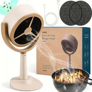 Mini rechargeable desktop air purifier with 2 carbon filters, quiet air cleaning fan. Ideal for smoke and odor removal, perfect for desks, pet rooms, kitchens, travel and shared spaces.