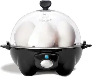Rapid Egg Cooker: Electric egg boiler with 6 egg capacity, suitable for hard-boiled eggs, poached eggs, scrambled eggs or omelets, with automatic shutdown function, breakfast partner, convenient for people who lack time to make breakfast - black