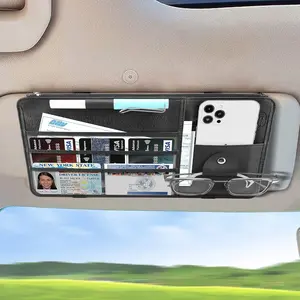 Car Sun Visor Organizer - Car Truck Interior Accessories Visor Holder Document Wallet Multi-Pocket Zipper Glasses clip Storage Pocket(black), 1 Glasses Clip, 1 Mobile Phone Pocket, High Quality, Zipper Closure
