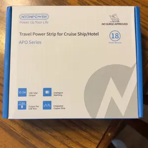 NTONPOWER Travel Power Strip – Cruise Approved 3 AC Outlets & 4 USB (2 USB-C), 4FT Wrapped Around Extension Cord, Purple Round Strip for Hotel, Dorm, Home Office & Travel Essentials