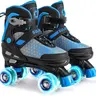 SULIFEEL Unisex Adjustable Quad Roller Skates for Kids - 4 Adjustable Sizes, Colorful Light-Up Polyurethane Wheels, ABEC-7 Bearings, Hollow Shell, Comfortable Memory Foam, Breathable Materials, Beginner-Safe Indoor/Outdoor Gear, Cool Gifts for Kids
