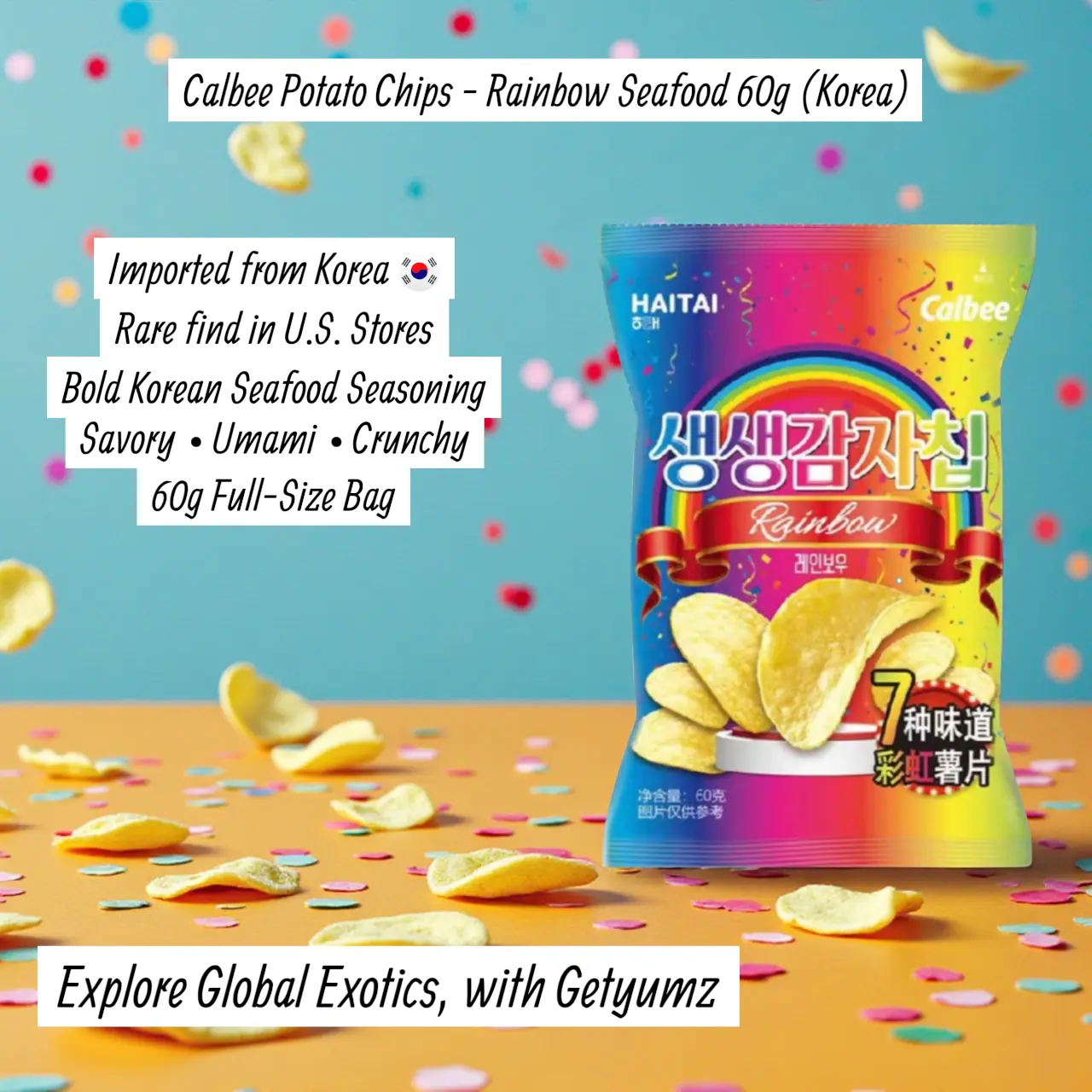 Calbee Rainbow Seafood Chips 60g Korea - Bold Korean Seafood Seasoning Savory Umami Crunchy Snack
