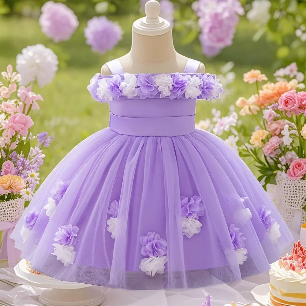 2286 Dress Girl Korean Gaun Summer Floral Kids Princess Dress Ruffled Tutu Dress For Kids Princess Dress Wedding Prom Gown