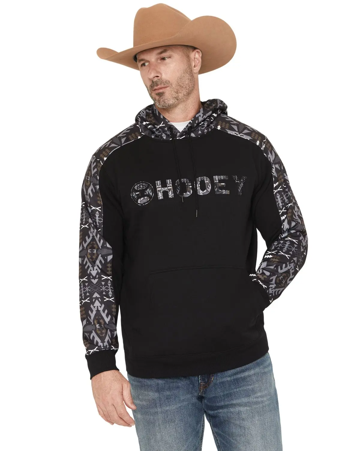 Hooey Men's Men'S Canyon Southwestern Sleeve Hooded Sweatshirt - Hh1330bkaz