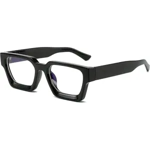 Thick Square Frame Blue Light Glasses for Women Men Non Prescription Computer Eyeglasses