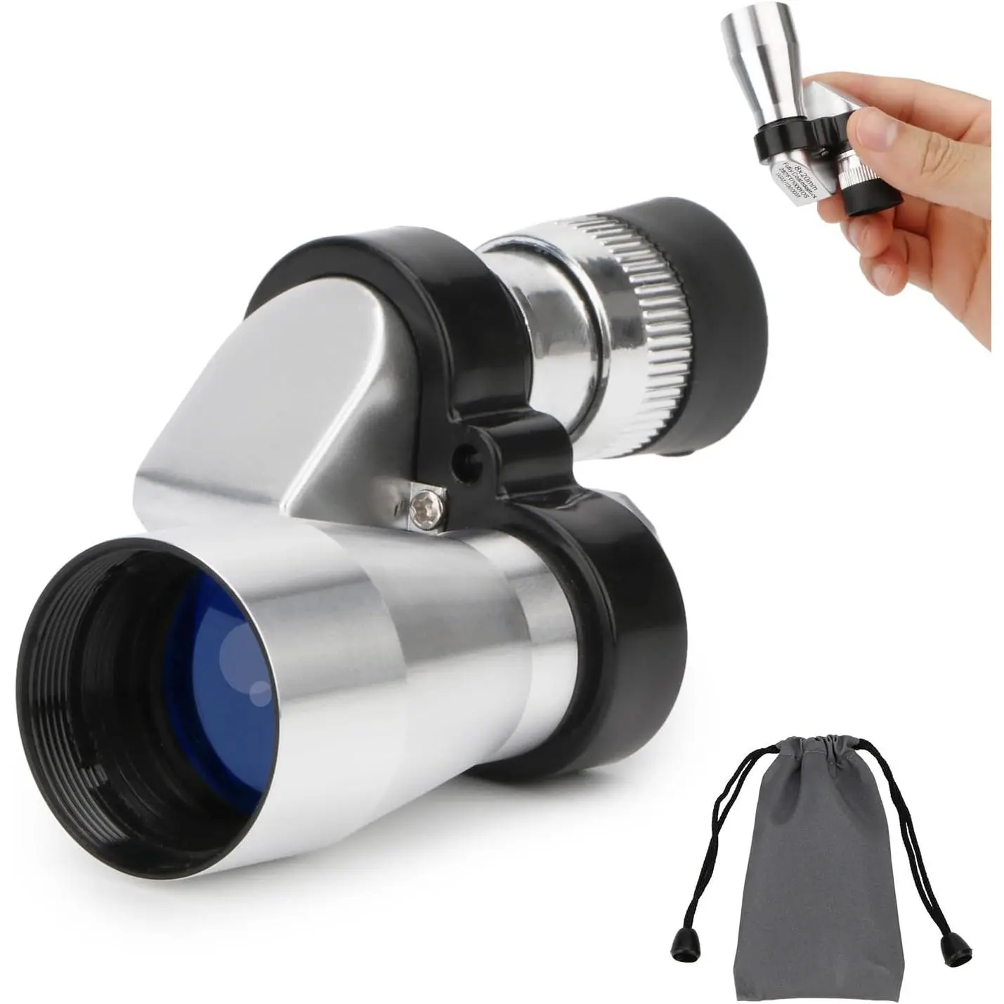 8x20mm Mini Pocket Monocular Telescope, Sturdy Durable Telescopic Aluminum Tool for Adults, Single-Hand Adjustable Compact HD Outdoor Gear for Wildlife Bird Watching, Camping Party Bag Gift