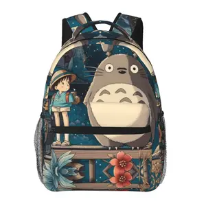 My Neighbor Totoro school backpack — large-capacity casual daypack for outdoor sports and office; cartoon My Neighbor Totoro merchandise laptop backpack/school bag for boys and girls, ideal as a gift