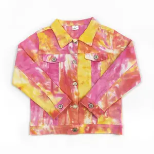 Tie dye print long sleeve Girls denim jackets