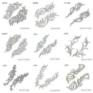 zsbszc Mirror Pair embroidered patches Silver Floral Guipure Lace Applique patch Sewing for dress JA104 JA35 DA008 JA29 1882