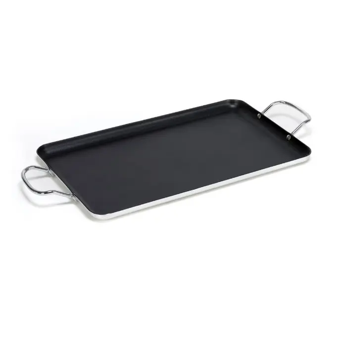 IMUSA Nonstick Stovetop Double Burner Griddle with Metal Handles, 19-Inch, Black
