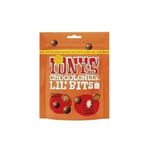 Tony's Chocolonely Lil' Bits Milk Chocolate Caramel Sea Salt & Cookie Mix, Fair Trade, 4 Ounce (Pack of 8)