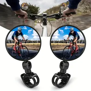 Mountain Bike Rearview Mirror, HD Anti-Shake 360° Rotating Wide View Convex Mirror, Easy Install with Acrylic Strap