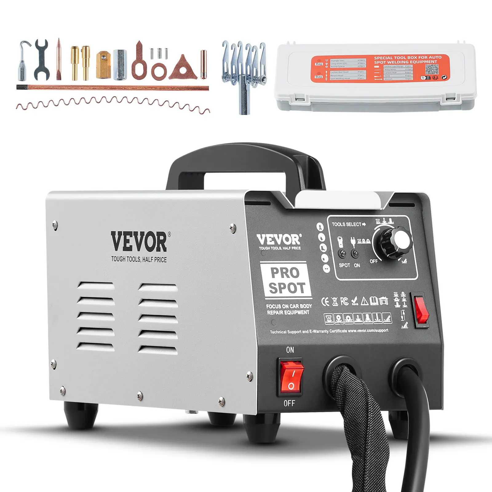 【summerfinds】VEVOR Stud Welder Dent Repair Kit, 110V Auto Body Spot Welding Dent Puller Machine with 7 Welding Modes & Adjustable Power, 1.8KW Spot Welder Dent Removal Tool for Car, Truck Dent Repair