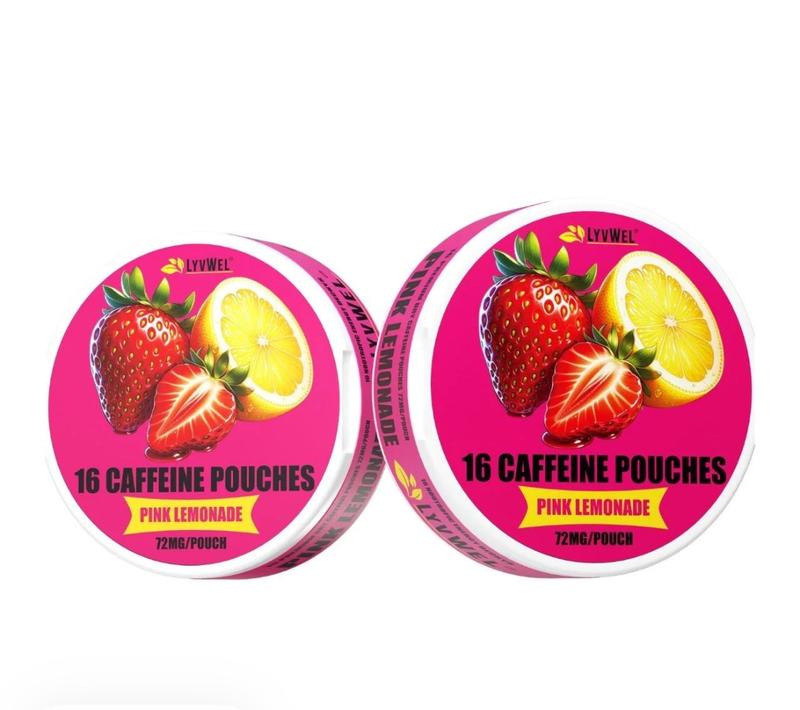 LyvWel Upper Energy Deckys - 2-Jar Caffeine Pouch Bundle 72mg & 225mg Strawberry Flavor Double Jar Consistent Energy Drink Electrolyte Powder Beverage