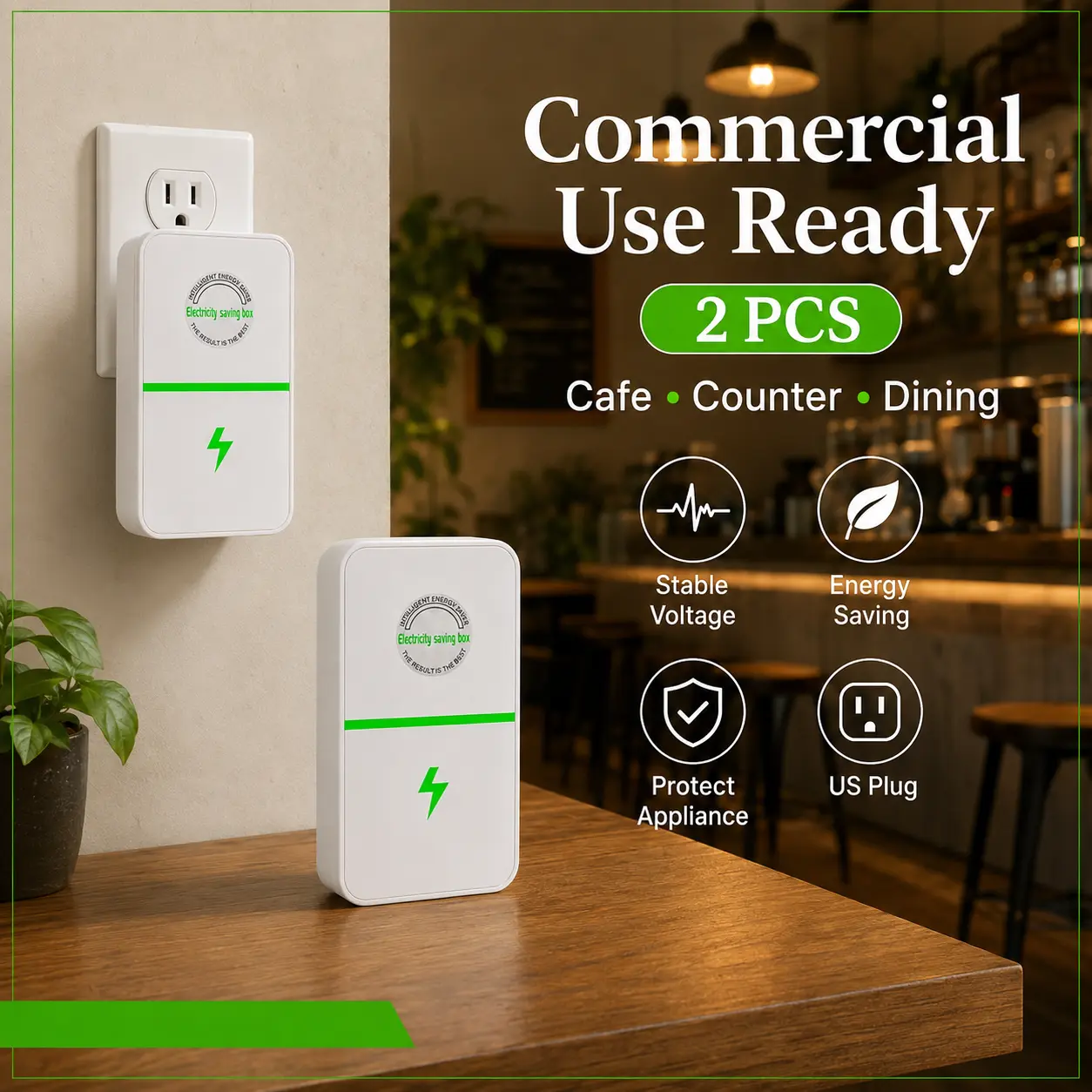2PCS US Plug Energy Saver Box, 90-250V Plug-In Power Device, Compact Indoor Electrical Accessory for Home Appliances, Kitchen & Office backtoschool