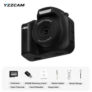 64MP mini digital camera, 4K Ultra HD, comes with a 32GB TF memory card, weighs as little as 32g, features a 1.54-inch color screen, multiple filters with an LED flash, a stylish pocket camera, and the top choice for gifts for children and students