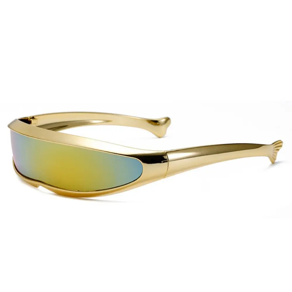 XUH Men's 1-Piece Futuristic Square Sunglasses - UV400 Protection Electroplated Mirror Lens Steampunk Cyberpunk Goggles, Nylon Stylish Accessories, Mirrored Shades for Party Wear Steampunk Look, Men's Sunglasses, Modern Trendy Mirrored Shades