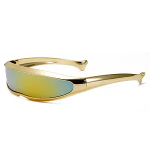 XUH Futuristic One-Piece Sunglasses for Men Women, UV400 Protection Electroplated Mirror Lens Steampunk Cyberpunk Goggles for Party, Cosplay & Festival,summervibes