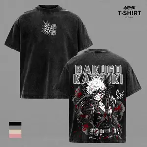 Bakugo Katsuki My Hero Academia Anime Graphic Tee Vintage Washed Shirt Unisex Streetwear Bakugo Anime Shirt MHA Shirt Explosion Hero Tee Anime Clothing Gift for Anime Lovers Fans