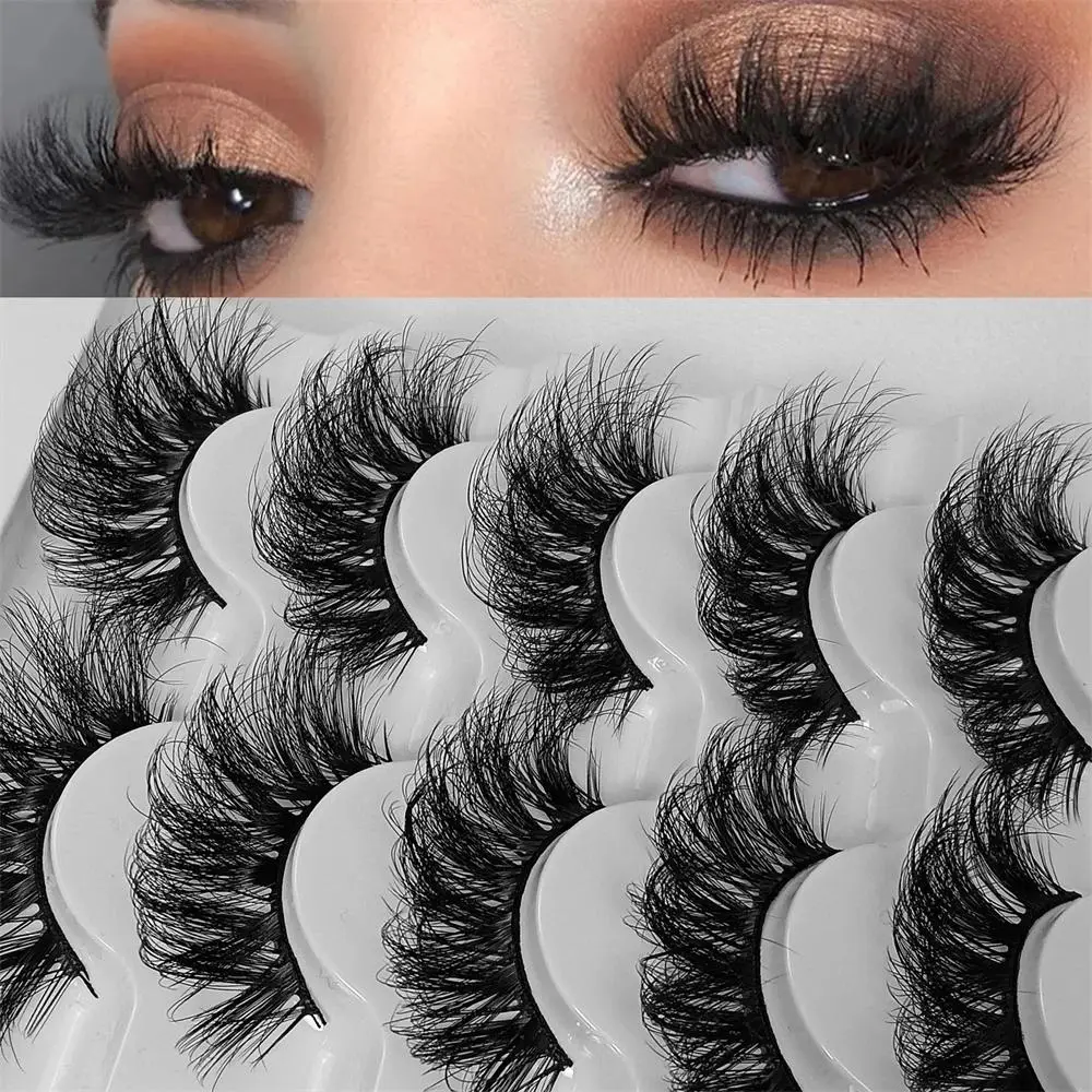 5 Pairs Fluffy False Eyelashes 8D Eye lashes Natural Long Fake Eyelashes Dramatic Full Messy Volume Fake Lashes Cosmetic Volumized False Eyelashes