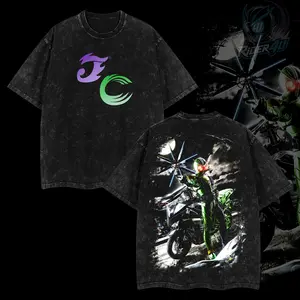 Rider4U Kamen Rider W Cyclone Joker Oversized Washed T-Shirt 100% Premium Cotton Classic Fit S-5XL Menswear Soft Top American Seamless Tshirt